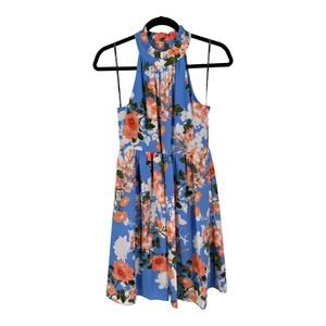 Vince Camuto dress floral print fit flare blue size 0